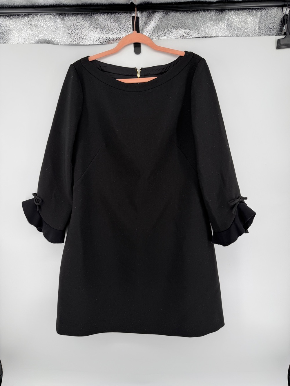 Kate Spade Coquette Balletcore Black Shift Dress w/RuffleBowCuffs Sz14 - Picture 2 of 11